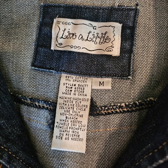 LIVE A LITTLE Blue Denim Long Sleeve Zipper Closure Jacket Size Medium - Picture 7 of 7